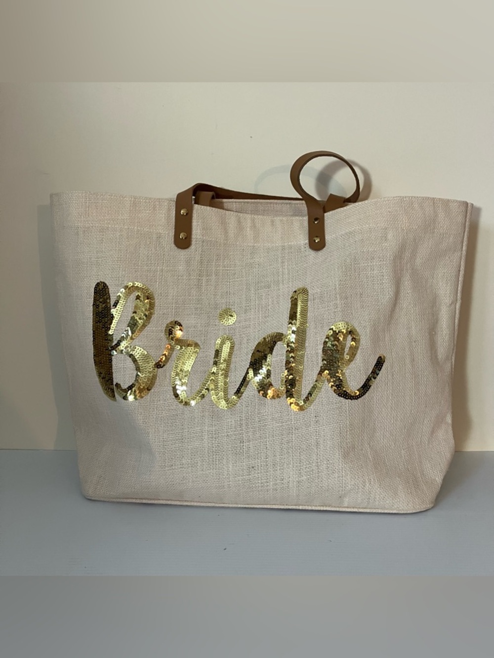 Mud Pie Bride Sequin Tote & Woven Rattan Bride Bag Bundle - Picture 7 of 13